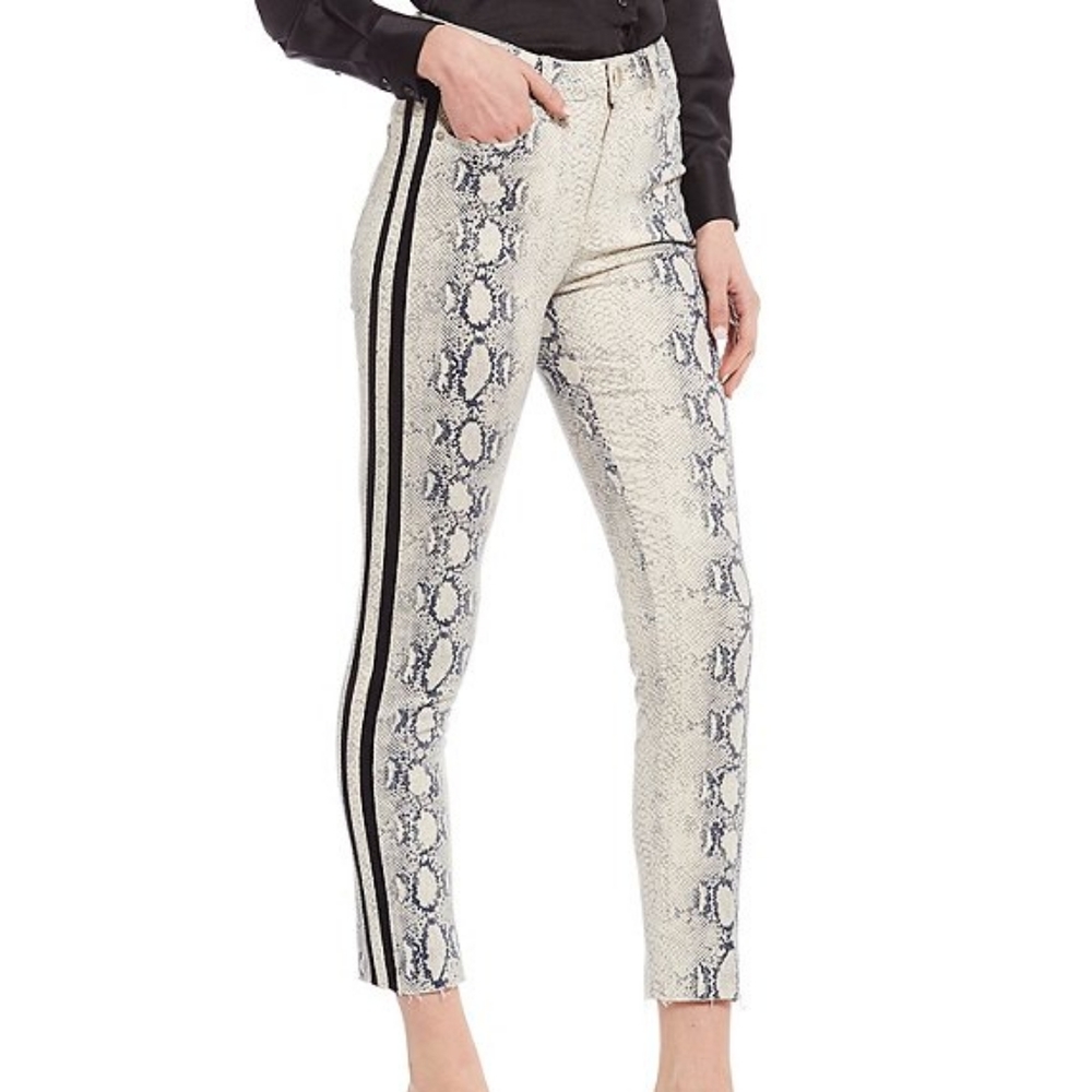 NWT GIANNI BINI FIONA SNAKE PRINT STRAIGHT HI RISE LEG JEAN'S (LG 10/12)